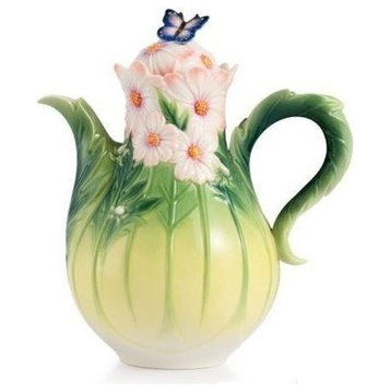 Cosmos and Butterfly Porcelain Teapot