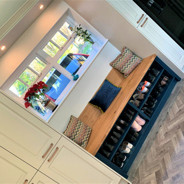 Banquette Seating Painted Raised and Fielded Doors