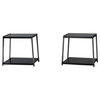 Benzara BM190125 Metal Framed Table Set Glass Top & Lower Shelf, Set of 3, Black