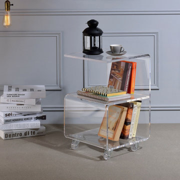 Modern Glass and Lucite Side End Tables