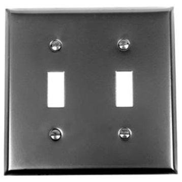 Acorn Manufacturing AW2P 4-1/2" x 4-9/16" Two Toggle Switch Plate - Black