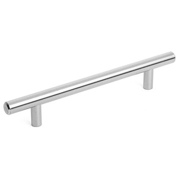 Diversa Brushed Satin Nickel Euro Style Solid Cabinet Bar Pulls, 5" (128mm) Hole Spacing