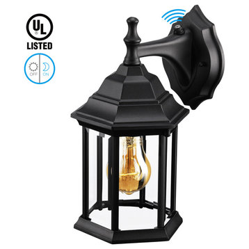 Outdoor Dusk-to-Dawn Wall Sconce, Matte Black