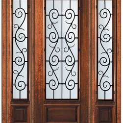 Prehung Sidelites Door 96 Wood Mahogany St. Charles 3/4 Lite - Front Doors