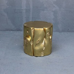 Log Side Table Gold 40cm x 40cm x 40cm - Decorative Trunks