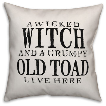 A Wicked Witch And Grumpy Toad 16"x16" Throw Pillow