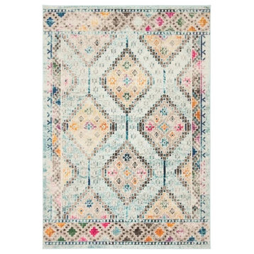 Transitional Area Rug, Vintage Geometric Pattern, Blue-Yellow/9' X 12'