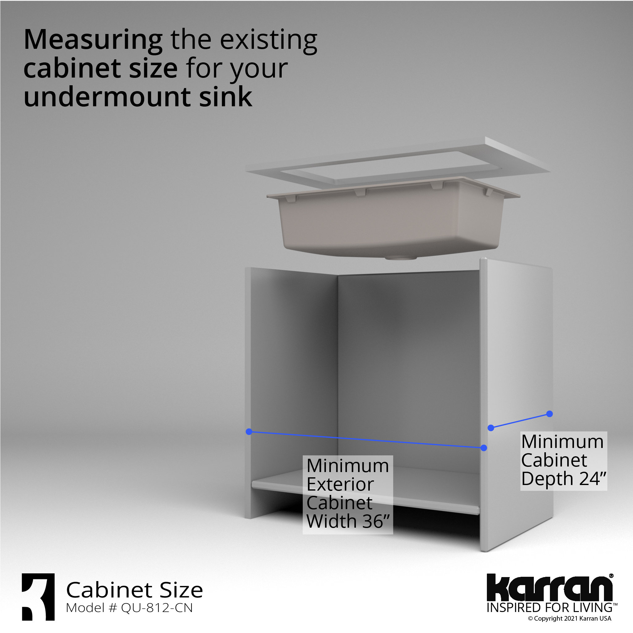 Karran QU-812 Undermount 32.5" Large Single Bowl Quartz Sink Kit, Concrete
