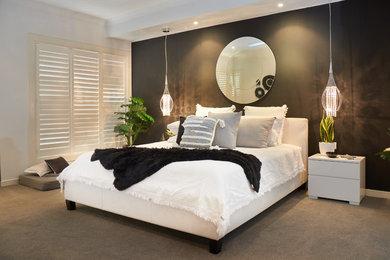 Design ideas for a large contemporary bedroom in Melbourne.