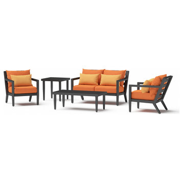 Thelix 5 Piece Sunbrella Outdoor Patio Seating Set, Tikka Orange