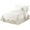Diamond Square Quilted Coverlet 4-Piece Bedspread Set, Ivory, Queen