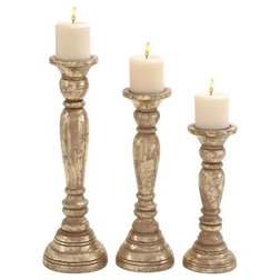 Traditional Candleholders Wooden Candleholders with Beautiful Vintage Design, Set of 3