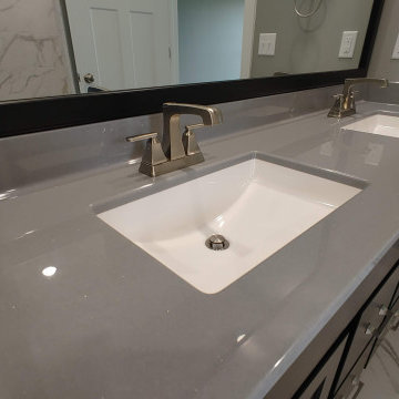 New Home Geneseo, IL Koch Cabinets Charcoal Blue Cambria Whitney 2021