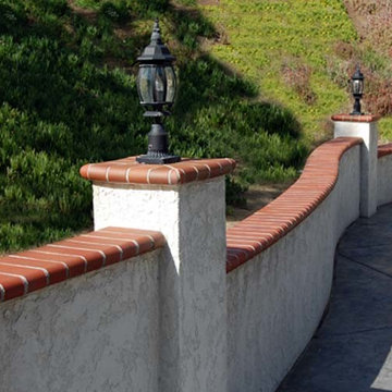 Retaining Brick Stucco Wall