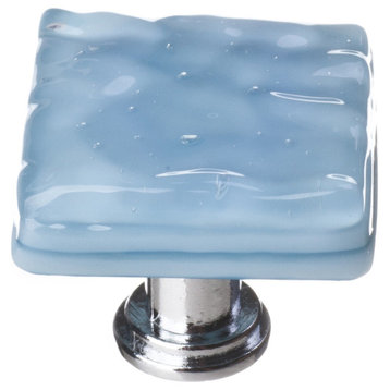 Glacier Powder Blue Knob, Satin Nickel Base