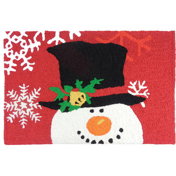Snowman With Magic Hat Holiday Decor Indoor Outdoor Accent Doormat,  20"x30"