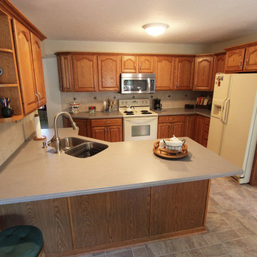Gray Corian Countertop and Gray Tile Backsplash ~ Wadsworth, OH