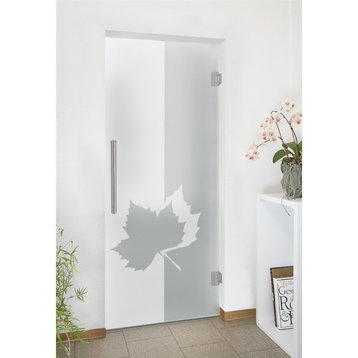 Swing Glass Door, Maple Leaf Design, Full-Private, 26"x84" Inches, 5/16" (8mm)