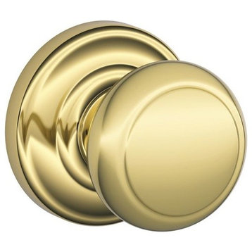 Schlage F10-AND-AND Andover Passage Door Knob Set - Lifetime Polished Brass