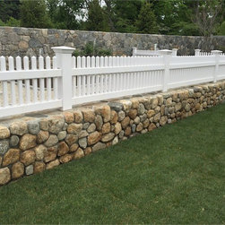 2' Solid Stain 'White' Cape Cod fence on a garden wall - Products