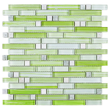 11.75"x11.75" Seraphina Mosaic Tile Sheet, Green