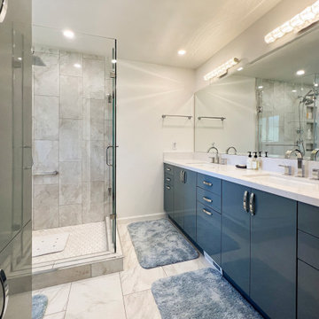 Sleek Double Vanity & Glass Shower Retreat – Aliso Viejo Bathroom Upgrade