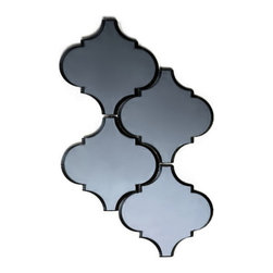 Abolos - Reflections 9"x14" Mirror Arabesque Waterjet Mosaic in GRAPHITE Glossy - Wall And Floor Tile