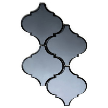 Reflections 9"x14" Mirror Arabesque Waterjet Mosaic in GRAPHITE Glossy