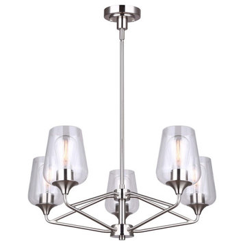 Canarm Conall 5 Light Chandelier, Brushed Nickel, ICH1102A05BN