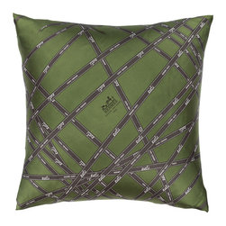 Green &ldquo;Bolduc Ribbon&rdquo; Herm&egrave;s Silk Scarf Pillow - Decorative Pillows
