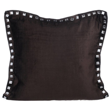 Crystals 24"x24" Velvet Charcoal Pillow Shams, Charcoal Crystal Palace