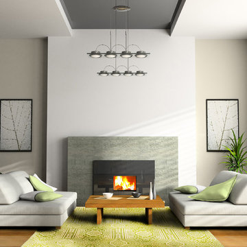 Green and Cream Geometric & Contemporary Wool Modern Rug