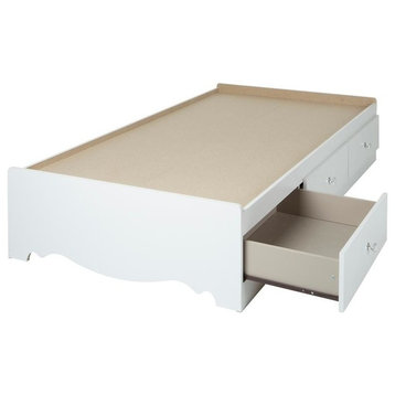 South Shore Crystal Twin Mates Bed, 39'' With 3 Drawers, Pure White