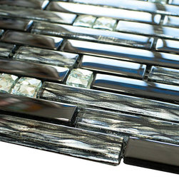 Black and Stripes Luxury Diamond Glass Mosaic Tile Collection - Home Accessories & Decor