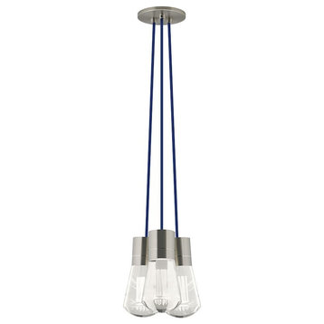 Tech Lighting TD Alva 3-Light LED930, 3000K Chandelier, Blue/Satin Nickel