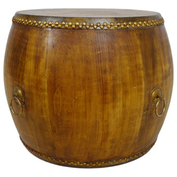 Natural Wood Drum Coffee Table