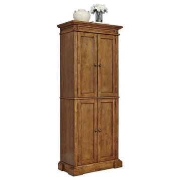 Classic Pantry Storage Cabinet, Solid Wood Frame With Diamond Carving Details
