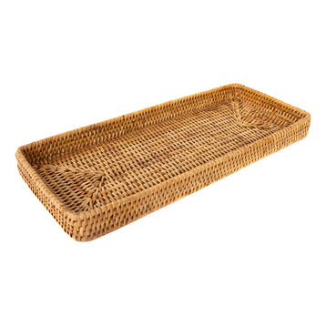 Artifacts Rattan Rectangular Vanity Tray, Honey Brown