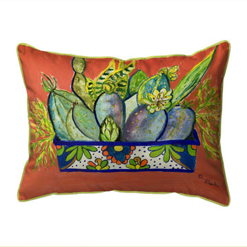 Betsy Drake Cactus in Planter Large Indoor/Outdoor Pillow 16x20