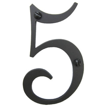 Classic Smooth Spanish Style Address Numbers, Black, 5