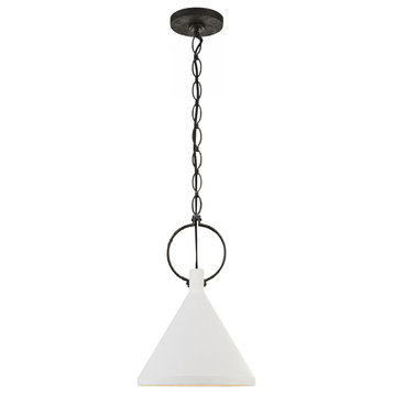 Limoges Pendant, 1-Light, Natural Rusted Iron, Plaster White Shade, 14.25"W