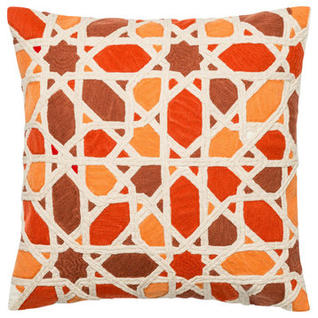 18"x18" Orange and Red Decorative Throw Pillow by Loloi, Poly Insert