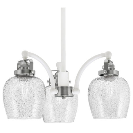 Easton 3 Light, Chandelier, White & Brushed Nickel Finish, 6" Smoke Bubble