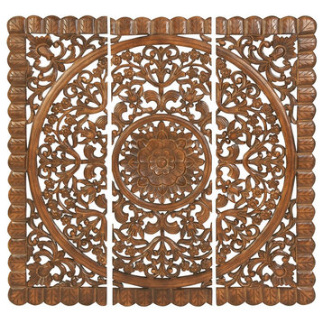 Traditional Brown Wooden Wall Decor Set 14324