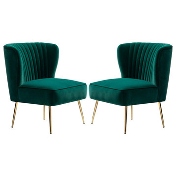Upholstered Side Chair, Set of 2, Green