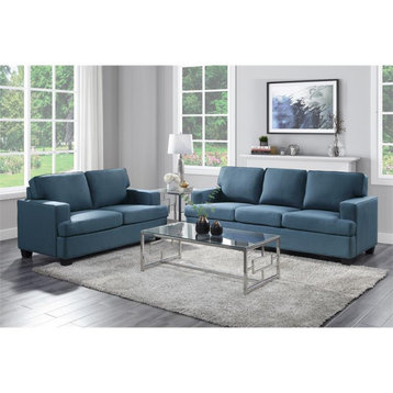 Lexicon Elmont 84" Transitional Polyester Fabric Sofa in Blue