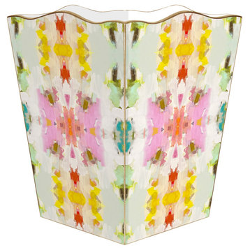WB542LP-Laura Park Giverny Wastepaper Basket, Scalloped Top and Wood Tissue Box Cover