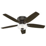 Hunter Fan Company - Hunter Fan Company 52" Kenbridge LP Noble Bronze Ceiling Fan With Light - The Kenbridge ceiling fan features a unique, more compact design that takes up less space in your rustic-style room. With an option to install with or without lights, the Kenbridge low-profile fan includes high-efficiency, dimmable LED bulbs so you can get the perfect ambiance in any large room with low ceilings in your home. This rustic ceiling fan features reversible blades powered by a three-speed WhisperWind motor to deliver ultra-powerful air movement with whisper-quiet performance.