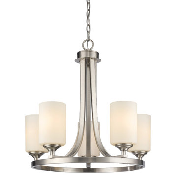 Bordeaux Collection 5 Light Chandelier in Brushed Nickel Finish