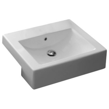 Nameeks 8025/D-No Hole Scarabeo 20-1/8" Ceramic Drop In Bathroom - White